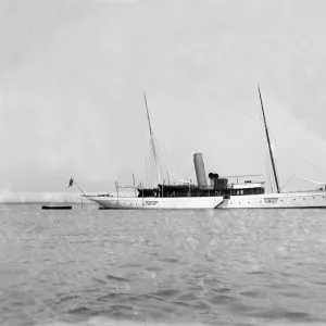 The steam yacht Grainaig at anchor. Creator: Kirk & Sons of Cowes