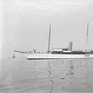The steam yacht Maid of Honour at anchor, 1914. Creator: Kirk & Sons of Cowes