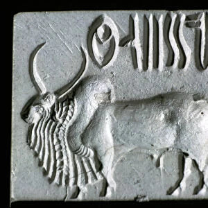 Steatite seal with humped bull, Indus Valley, Mohenjo-Daro, 2500 - 2000 BC
