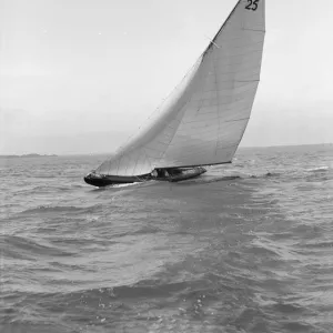 Stella sailing close-hauled, 1914. Creator: Kirk & Sons of Cowes