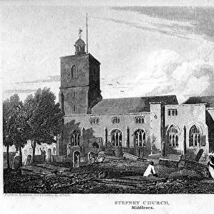 Stepney Church, London, 1815. Artist: Hobson