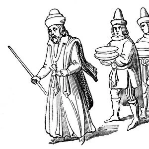 Steward and serving men, 15th century, (1910)