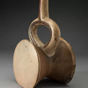 Stirrup Spout Vessel in the Form of a Drum, 100 B. C. / A. D. 500. Creator: Unknown