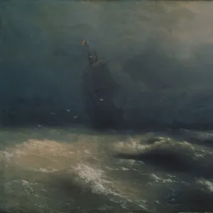 Storm at the seashore by Nice, 1885. Artist: Aivazovsky, Ivan Konstantinovich (1817-1900)