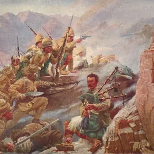 Storming of the Dargai Heights by the 1st Gordon Highlanders and the Gurkhas, 1897 (1906). Artists: Vereker Monteith Hamilton, Unknown