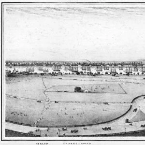 Strand and cricket ground, panorama of Calcutta, India, c1840s. Artist: Frederick Fiebig