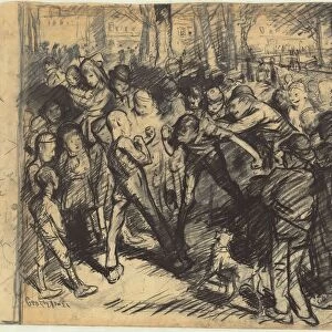 Street Fight [recto], 1907. Creator: George Wesley Bellows