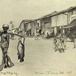 Street scene in a fishing village, Mutwal, Ceylon, 1898. Creator: Christian Wilhelm Allers