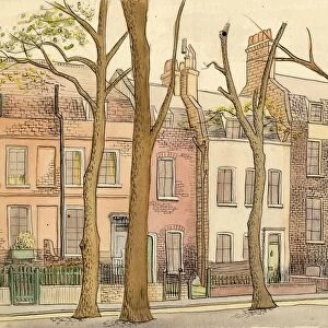 Street scene with trees, c1950. Creator: Shirley Markham
