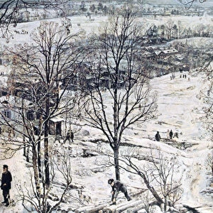 Street Scene in Winter, 1919-1920. Artist: Isaak Brodsky
