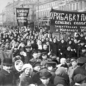 Striking Putilov workers on the first day of the February Revolution, St Petersburg, Russia, 1917