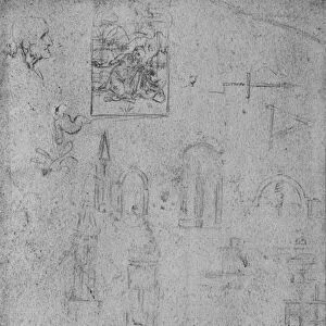 Studies of Architecture and of a Virgin Adoring the Infant Christ, c1480 (1945). Artist: Leonardo da Vinci
