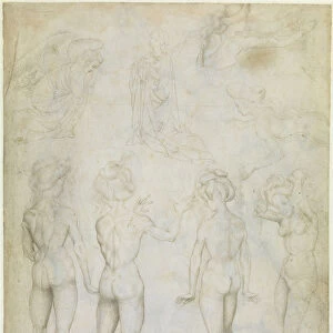 Four Studies of a Female Nude, an Annunciation and Two Studies of a Woman Swimming, c. 1425. Artist: Pisanello, Antonio (1395-1455)