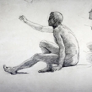 Two Studies of a Seated Male Nude, c1864-1930. Artist: Anna Lea Merritt