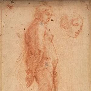 Study of a Standing Male Nude, with a Study of Head in Three-Quarter Profile, c. 1640