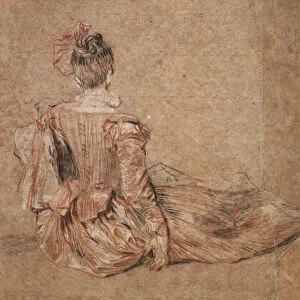 Study of a woman seen from the back by Jean-Antoine Watteau, 1716-1718. Artist: Jean-Antoine Watteau