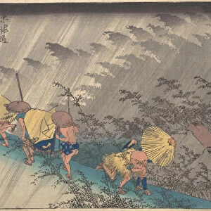 Sudden Shower at Shono, from the series Fifty-three Stations of the Tokaido, 1834-35. 1834-35. Creator: Ando Hiroshige