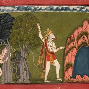 Sugriva (Monkey General) Challenges his Brother Bali, c. 1720. Creator: Unknown