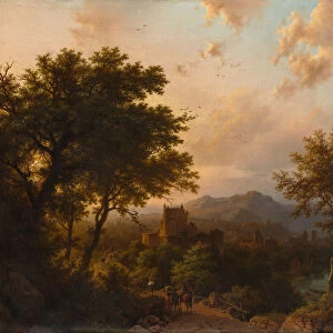 Sunset on the Rhine, 1853. Creator: Barend Cornelis Koekkoek