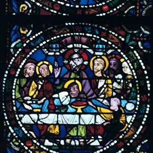 The Last Supper, stained glass, Chartres Cathedral, France, 1205-1215