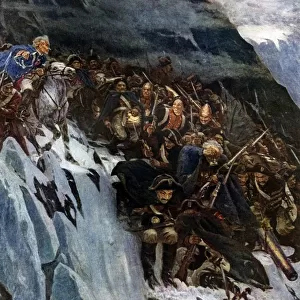 Suvorovs March through the Alps, 1799, (1899), (1939). Creator: Vasily Surikov