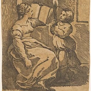 A Sybil reading facing right, ca. 1517-18. Creator: Ugo da Carpi
