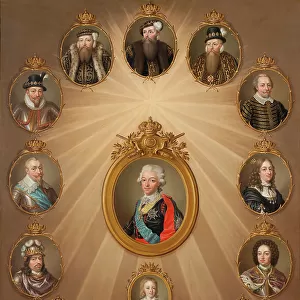 Table of Monarchs from Gustav Vasa to Gustav III, c. 1787 Creator: Ulrika Fredrika Pasch