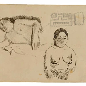 Two Tahitian Women and a Marquesan Earplug, 1891 / 93. Creator: Paul Gauguin