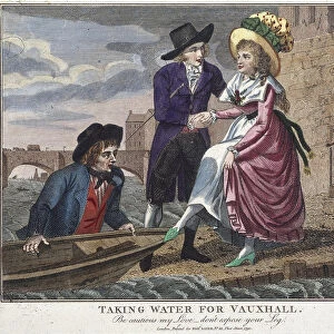 Taking water for Vauxhall, be careful my love, don t expose your leg, London, 1790