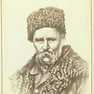 Taras Shevchenko, head-and-shoulders portrait, facing front, between 1880 and 1886. Creator: Unknown