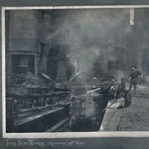Tees Iron Works - Running Off Slag, 1919. Artist: Hood & Co. Ltd