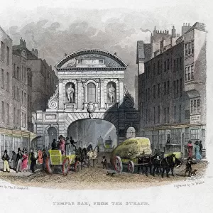 Temple Bar, from the Strand, London, 1829. Artist: W Wallis
