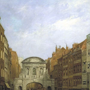 Temple Bar from the Strand, London, 1873. Artist