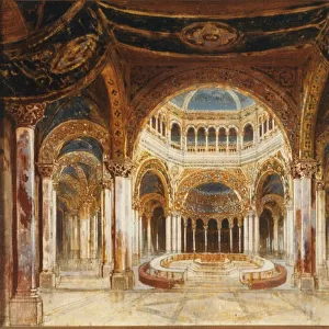 The Temple of the Holy Grail. Set design for opera Parsifal by Richard Wagner, 1882