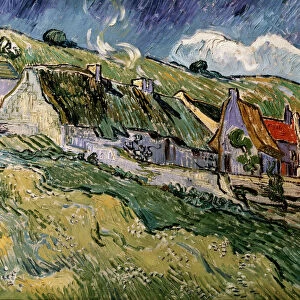 Thatched Cottages in Cordeville, 1890. Artist: Vincent van Gogh