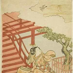 The Call of the Cuckoo from above the Clouds (parody of Minamoto no Yorimasa), c. 1766