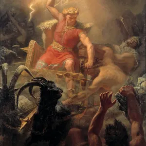 Thors Fight with the Giants. Artist: Winge, Marten Eskil (1825-1896)