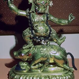Tibetan gilt-bronze statuette of Yamer