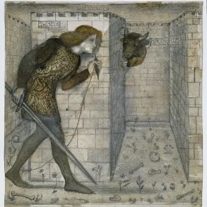 Tile Design - Theseus and the Minotaur in the Labyrinth, 1861. Creator: Sir Edward Coley Burne-Jones
