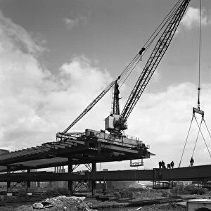 Tinsley Viaduct under construction, Meadowhall, near Sheffield, South Yorkshire, 1967