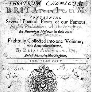Title page of Elias Ashmoles Theatrum Chemicum Britannicum, 1652