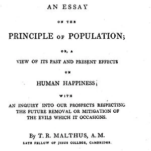Title page of Essay on the Principle of Population by Thomas Malthus, 1806. Artist: Thomas Malthus