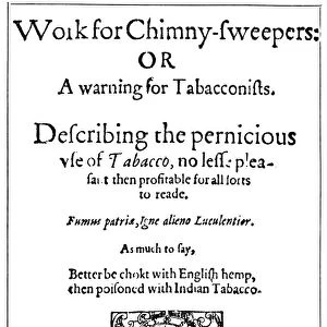 Title page of Work for Chimney Sweepers or A Warning for Tobacconists, 1602 (1956)