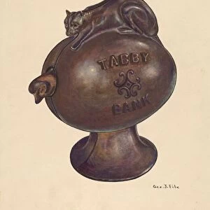Toy Bank: Tabby Cat, c. 1937. Creator: George File