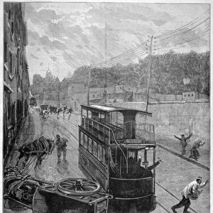 Tram accident, Sevres, Paris, 1897. Artist: F Meaulle