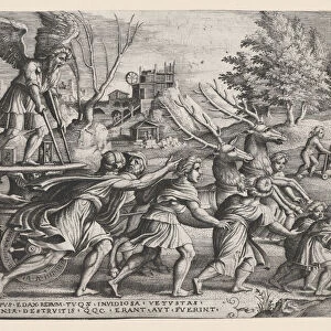 The Triumph of Time on Fame, from The Triumphs of Petrarch. Creator: Georg Pencz