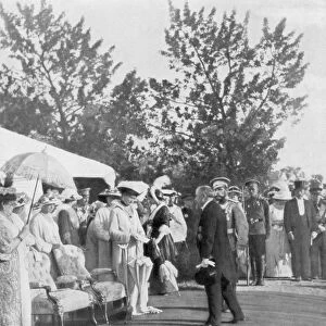 Tsar Nicholas II with visiting French President Poincare, Krasnoye Selo, Russia, 22 July 1914