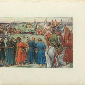 Tsars Alexei Mikhailovich Ride to the Hunt, 1896. Artist: Vasnetsov, Viktor Mikhaylovich (1848-1926)