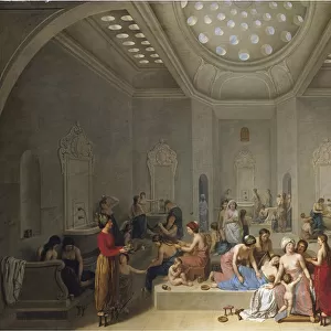 Turkish Bath (Hammam), 1785. Artist: Le Barbier, Jean-Jacques-Francois (1738-1826)