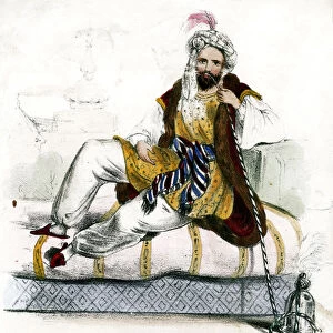 Turkish man smoking a hookah, c19th century